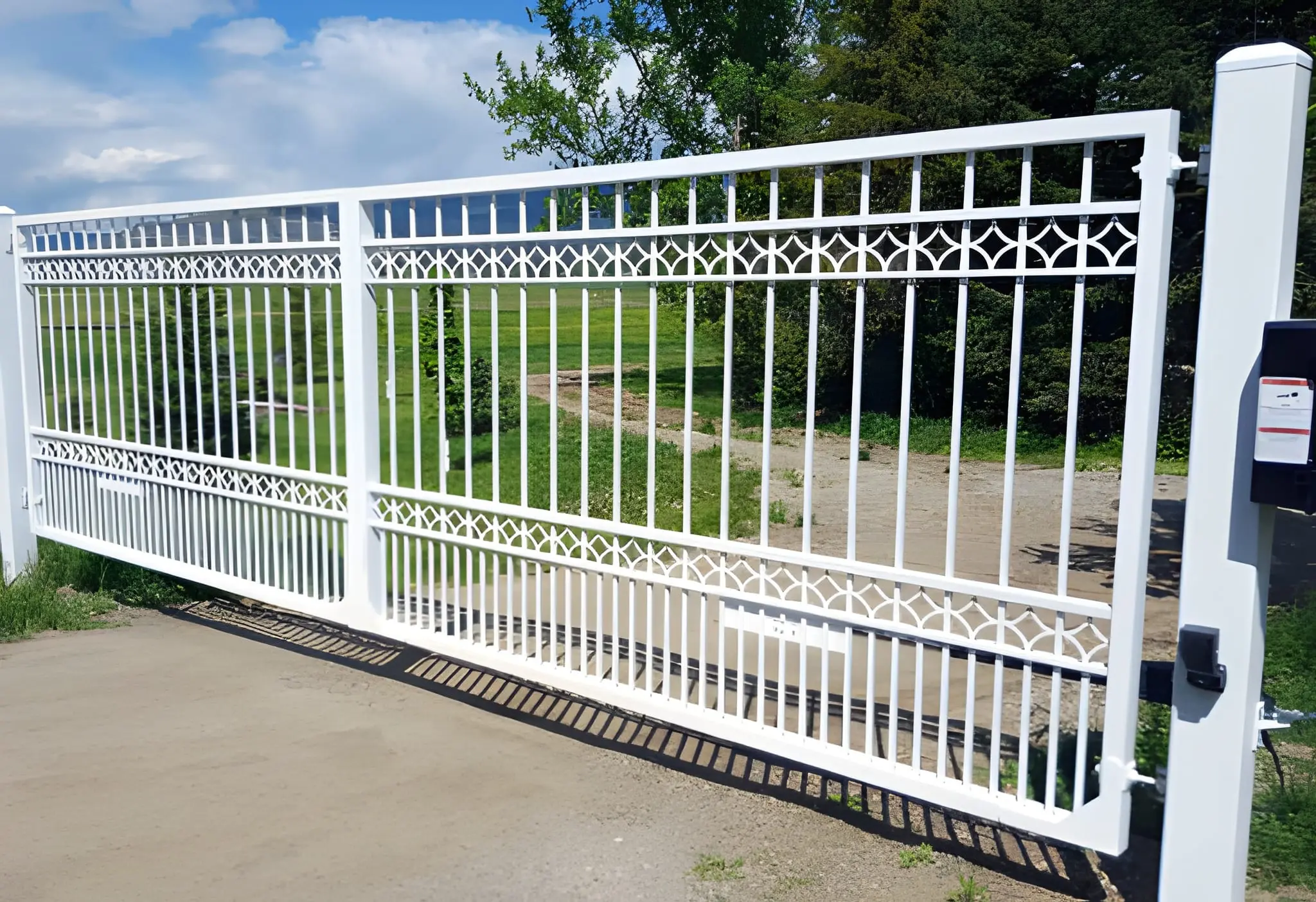 Fence Contractor in Santa Clara installing automated gate system for enhanced driveway security in suburban home